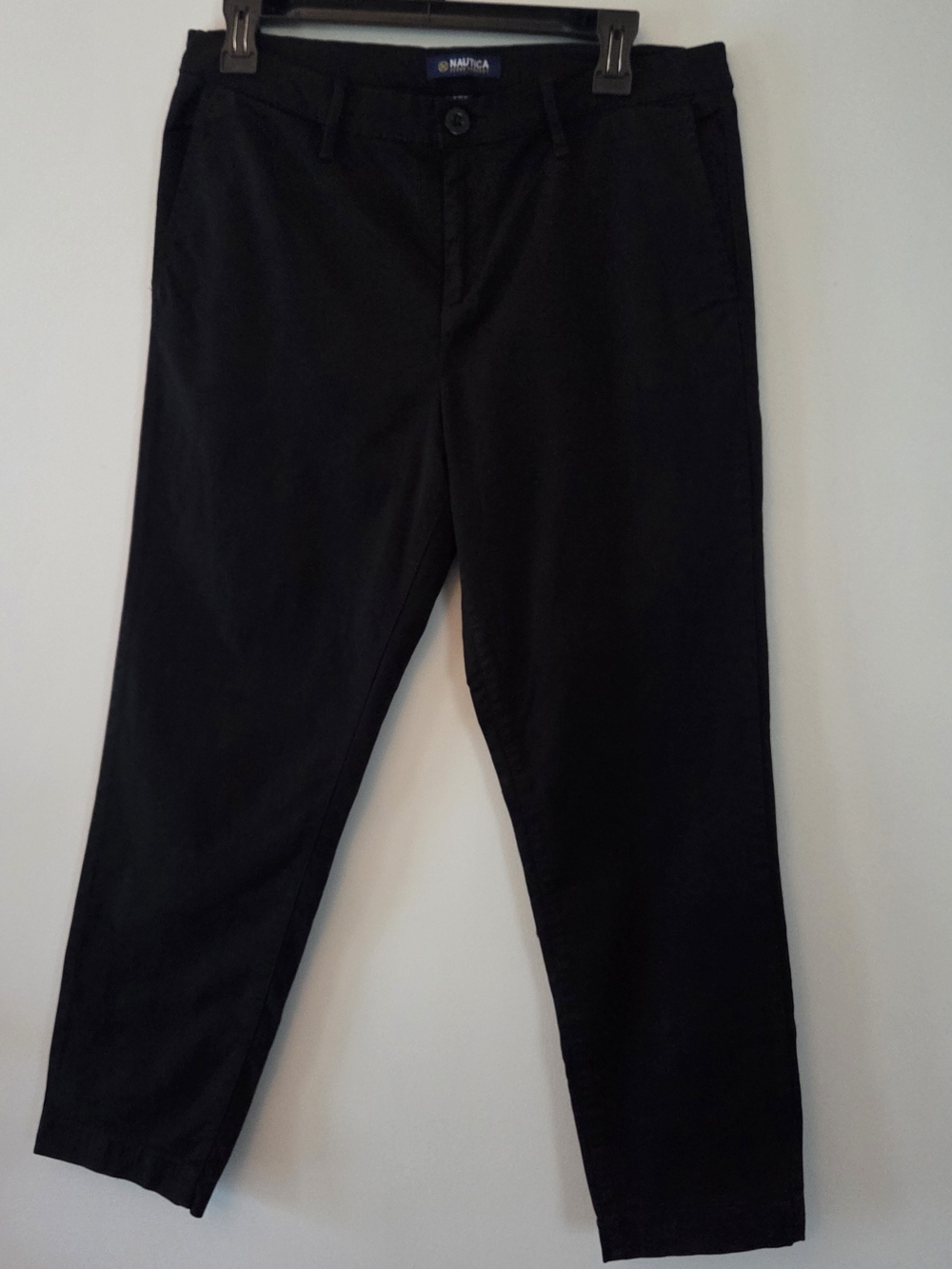Nautica Black Chino Pants Classic Button Closure Size 8/29